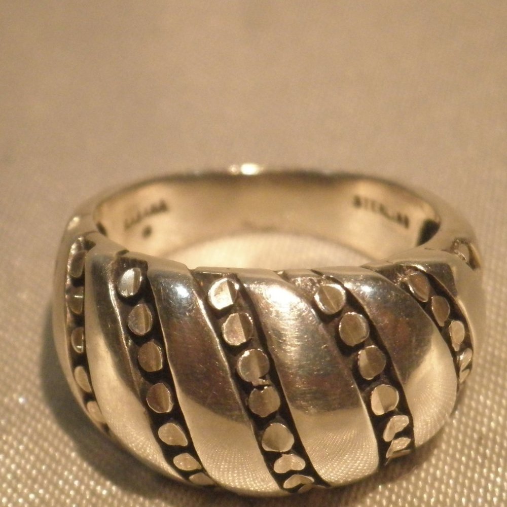 Vintage Kabana Sterling Domed Ring with Diamond Cut Beads Size 8